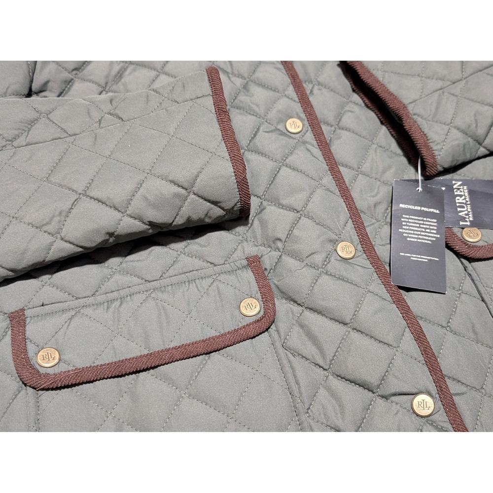 Lauren Ralph Lauren Quilted Jacket Womens M Green Litchfield Loden Barn Coat RL - Picture 2 of 12